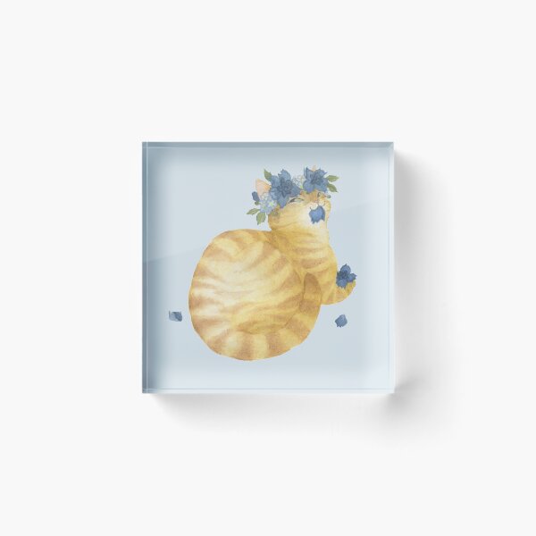Item preview, Flower Cat - Yellow Striped With Blue designed and sold by JayBirdsBrain.