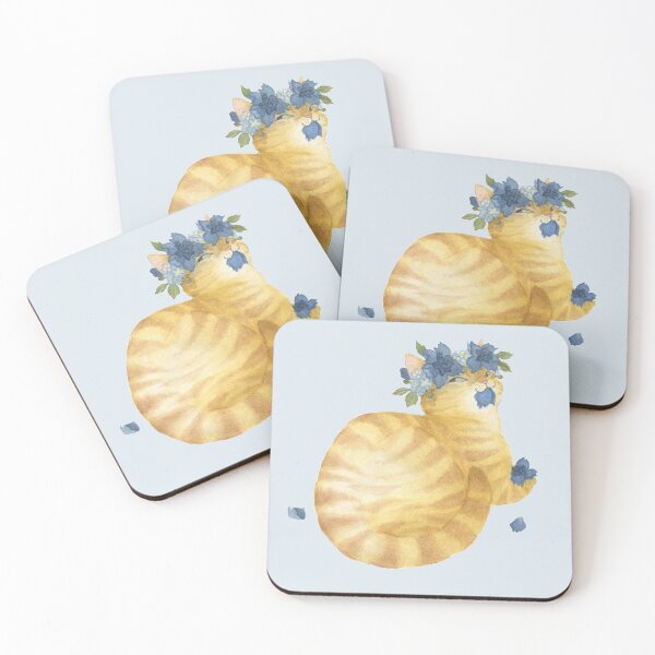 Item preview, Flower Cat - Yellow Striped With Blue designed and sold by JayBirdsBrain.