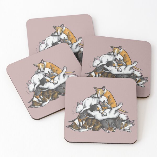 Item preview, Sleeping Pile of Bull Terriers designed and sold by animalartbyjess.