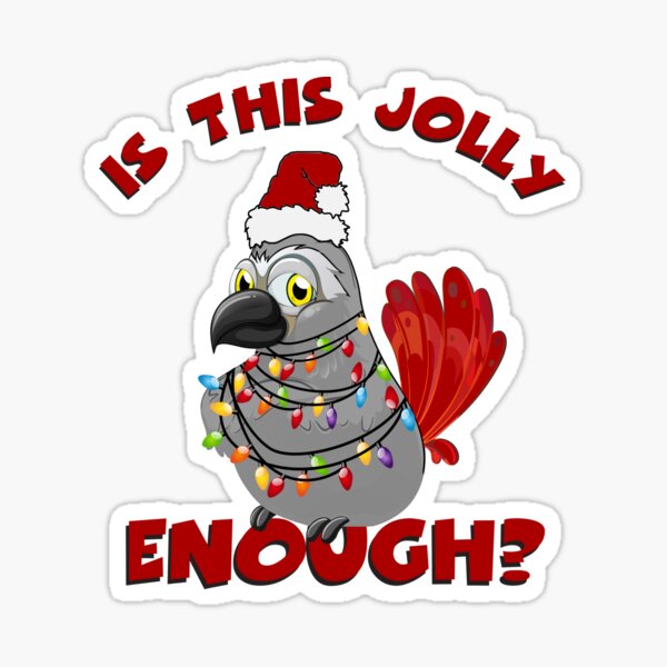 African Grey Parrot Jolly Santa Christmas Lights Sticker