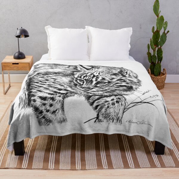 Item preview, Curious Bobcat Profile Portrait Black and White designed and sold by Rebecca Latham.