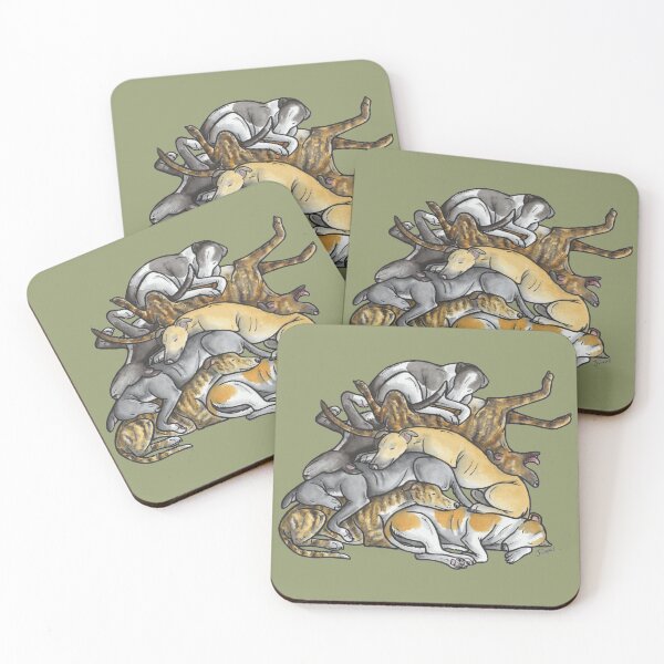 Item preview, Sleeping pile of Greyhound dogs designed and sold by animalartbyjess.