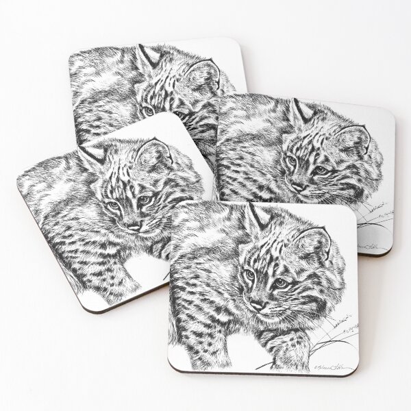 Item preview, Curious Bobcat Profile Portrait Black and White designed and sold by Rebecca Latham.