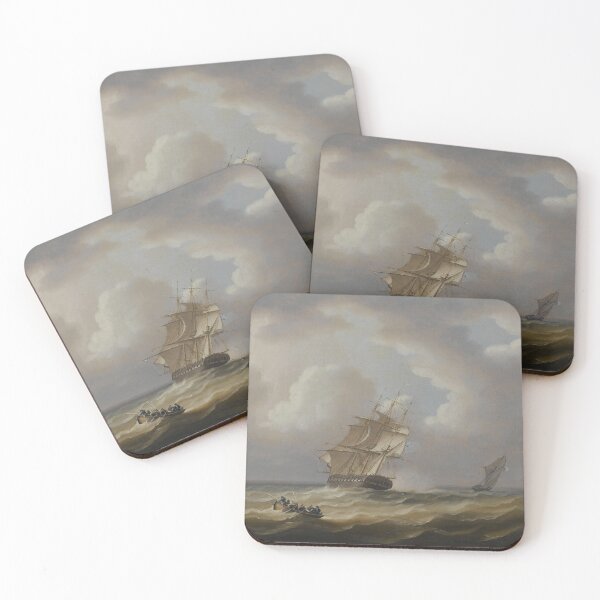 Item preview, A British Frigate Hove-To With Her Jollyboat - Thomas Buttersworth designed and sold by warishellstore.