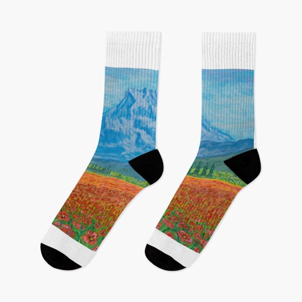 Item preview, A mountain and a field with red poppies designed and sold by AntonL18.