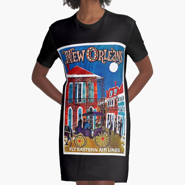 EASTERN AIRLINES; Fly to New Orleans Advertising Print Graphic T-Shirt Dress