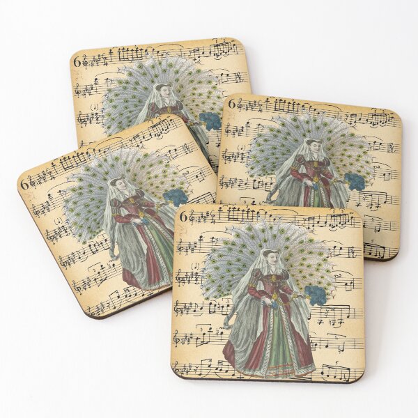 Item preview, Vintage combination of music, feathers and renaissance woman designed and sold by BeTheRingmaster.