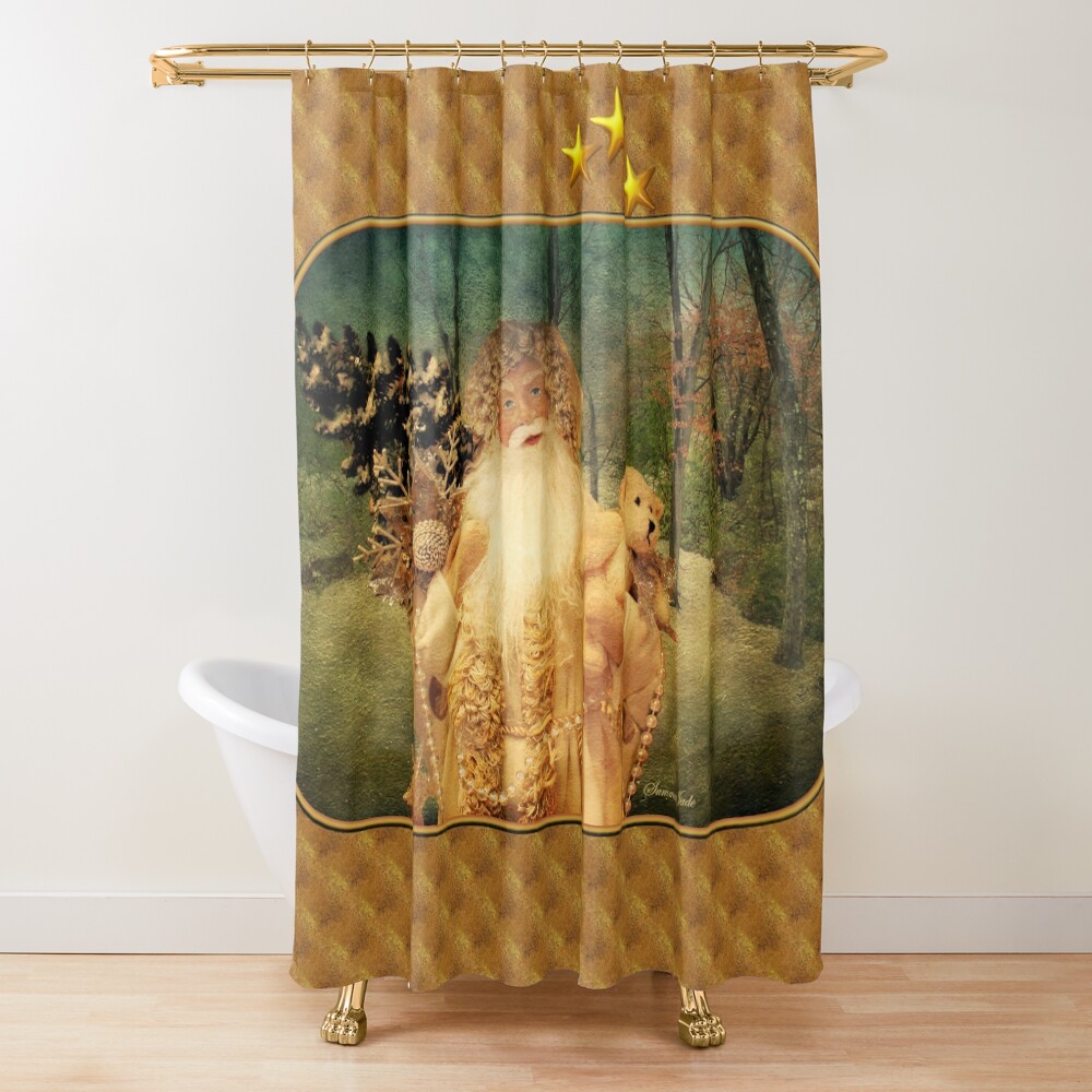 Victorian Christmas ~ White Santa Shower Curtain