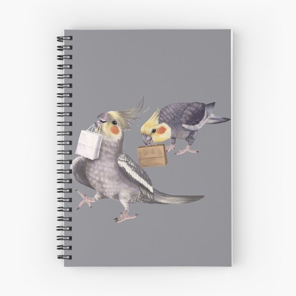 Item preview, Cockatiel birds couple with shopping bags designed and sold by Mehu.