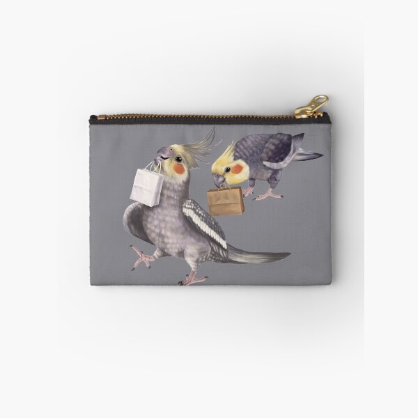 Item preview, Cockatiel birds couple with shopping bags designed and sold by Mehu.