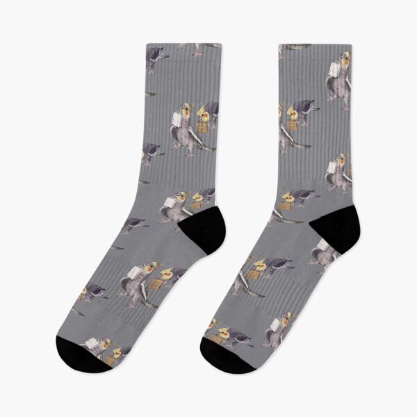 Item preview, Cockatiel birds couple with shopping bags designed and sold by Mehu.