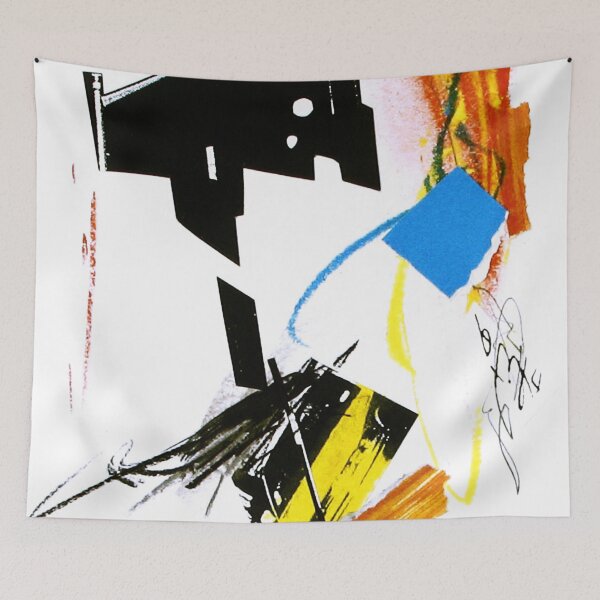 Item preview, Black, blue and yellow abstract cityscape collage designed and sold by ZebEddy.