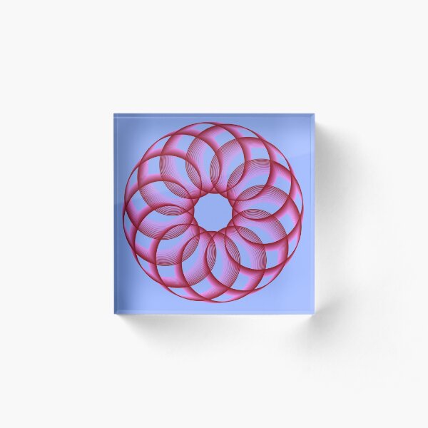 Spirograph with Red Pink Blue Acrylic Block