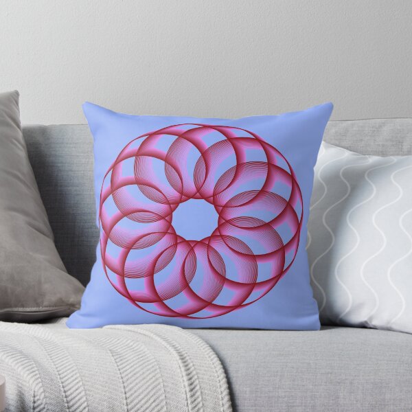 Spirograph with Red Pink Blue Throw Pillow