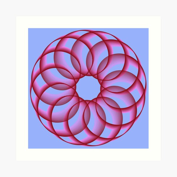 Spirograph with Red Pink Blue Art Print