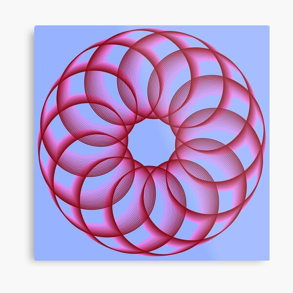 Spirograph with Red Pink Blue Metal Print