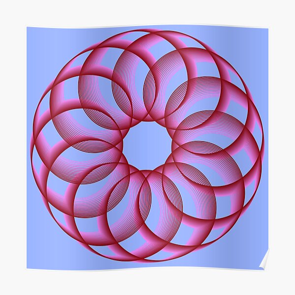 Spirograph with Red Pink Blue Poster