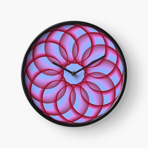 Spirograph with Red Pink Blue Clock