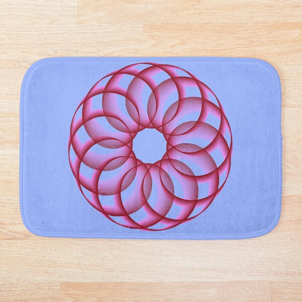 Spirograph with Red Pink Blue Bath Mat