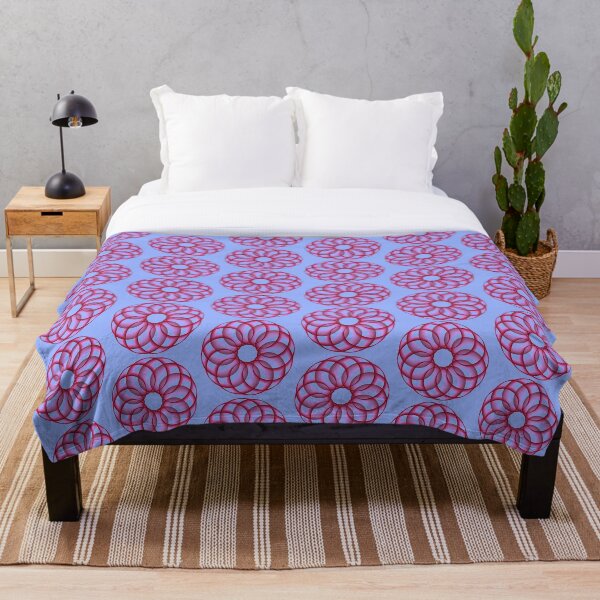 Spirograph with Red Pink Blue Throw Blanket