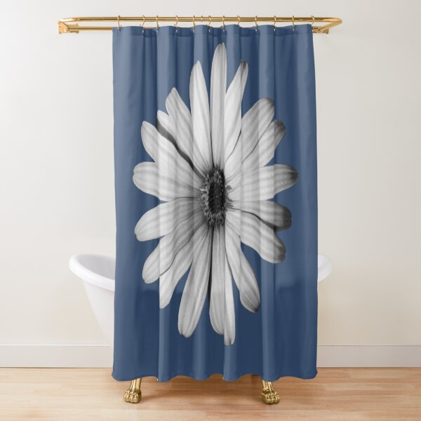 Daisy Black and White Shower Curtain
