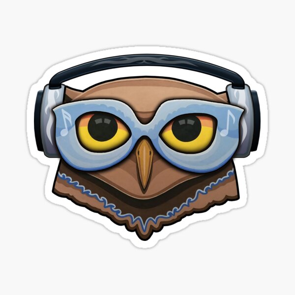 Owl with Headphones and Glasses Sticker