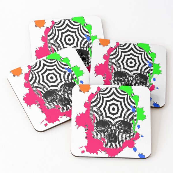 Item preview, Colorful Neon Ink Blot Hypnotize Skull designed and sold by EightWinds.