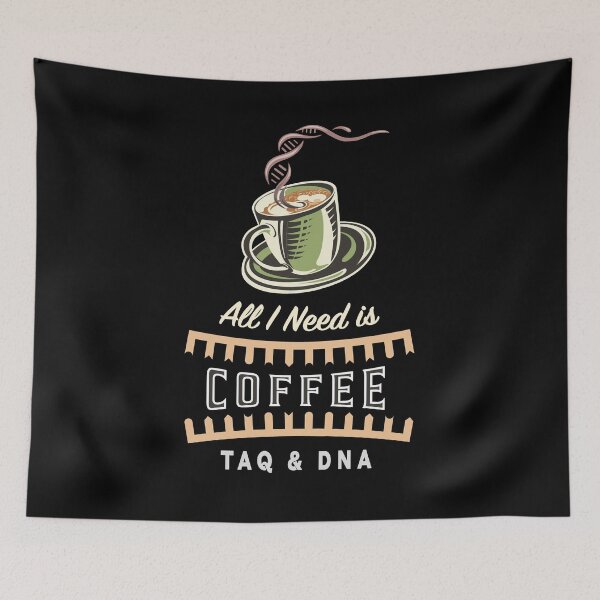 Item preview, PCR DNA Design for Scientists - All I Need is Coffee Taq and DNA  with double helix steam vapour trail designed and sold by Zit-Zat-Zot.
