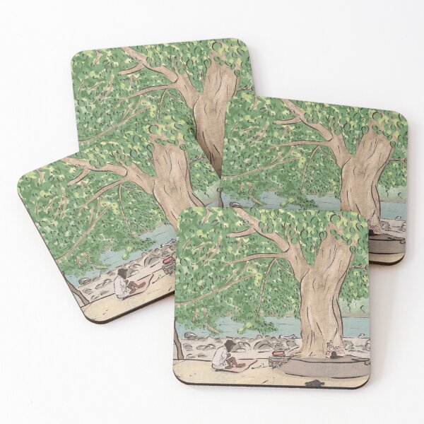Item preview, Baba sitting under a tree - Ram Jhula, Rishikesh. Colorful Illustration designed and sold by NaliniLe.