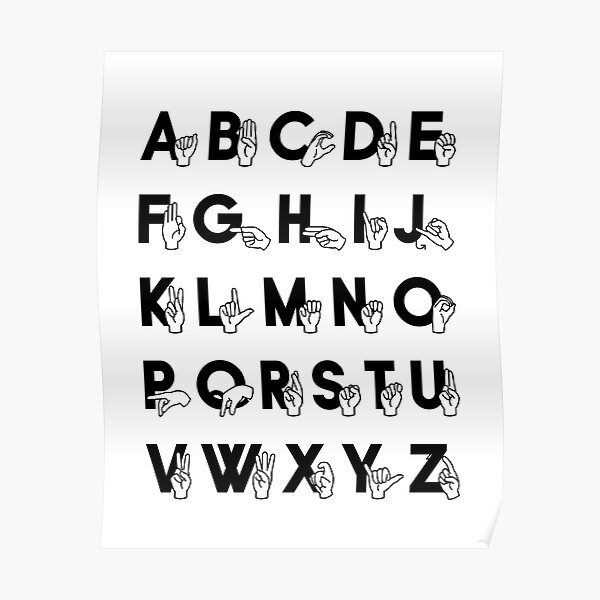 "ASL Sign Language Alphabet Black" Poster for Sale by debiwennekes Redbubble