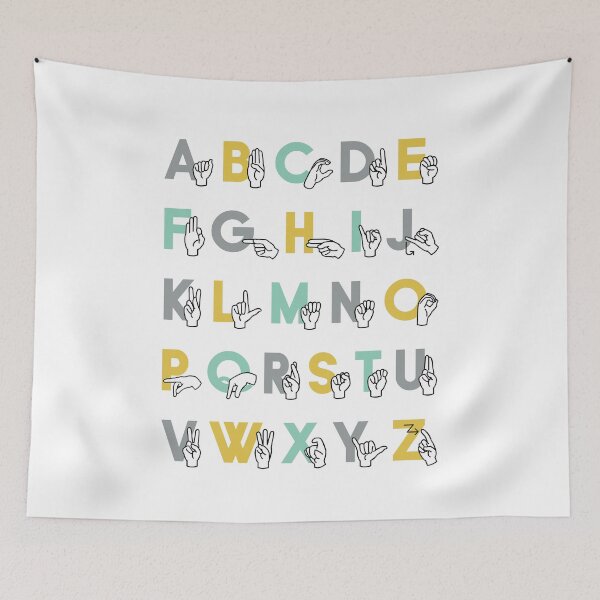 Item preview, ASL Sign Language Alphabet - Yellow and Grey designed and sold by Debi Chambers.