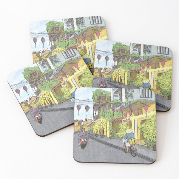 Item preview, Hoi An street colorful illustration designed and sold by NaliniLe.