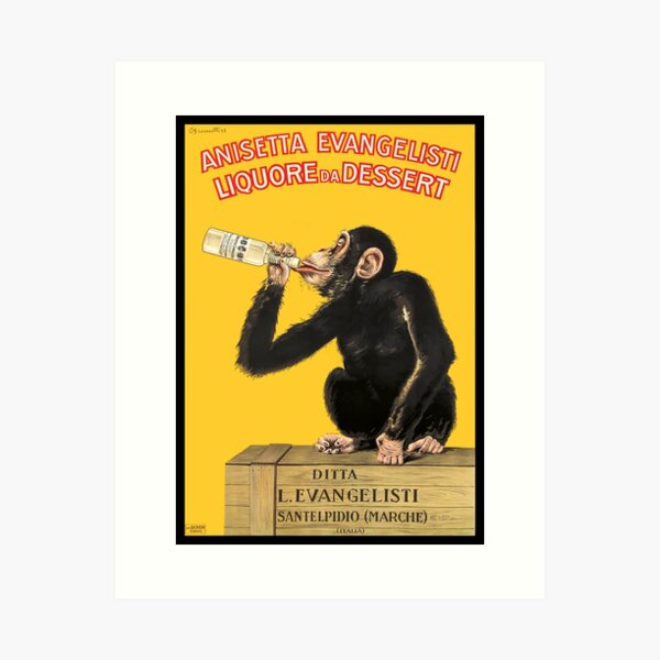 Aperçu de l'œuvre 1925 Affiche de publicité italienne Anisetta Evangelista créée et vendue par retrographics.