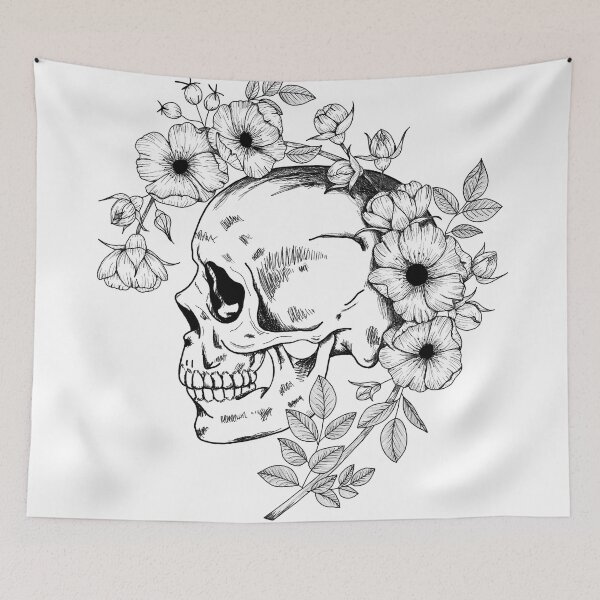 Item preview, Skull with Wild Flowers designed and sold by stitchasylum.