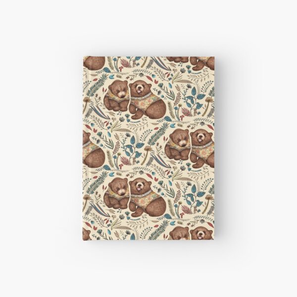Whimsical Bear Pair with Fantasy Flora Hardcover Journal