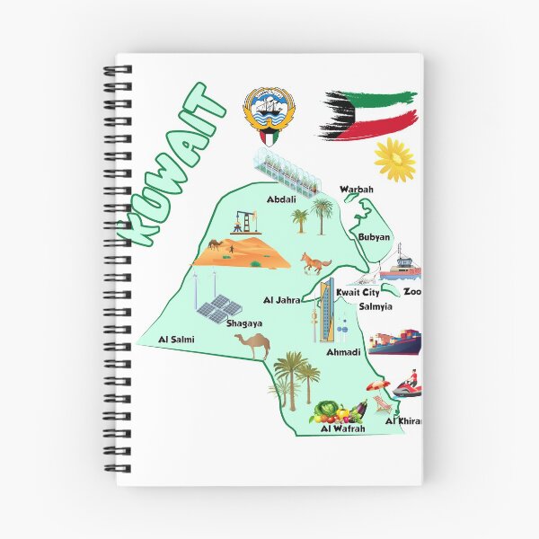 Item preview, Kuwait Map tourist attractions cities flag  flower designed and sold by mashmosh.