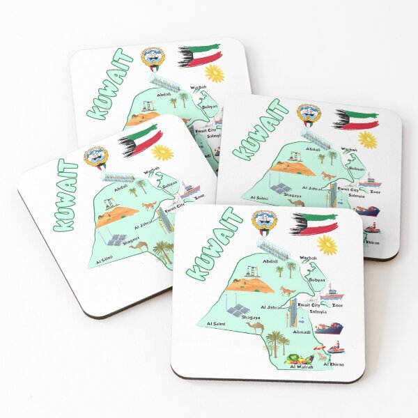 Item preview, Kuwait Map tourist attractions cities flag  flower designed and sold by mashmosh.