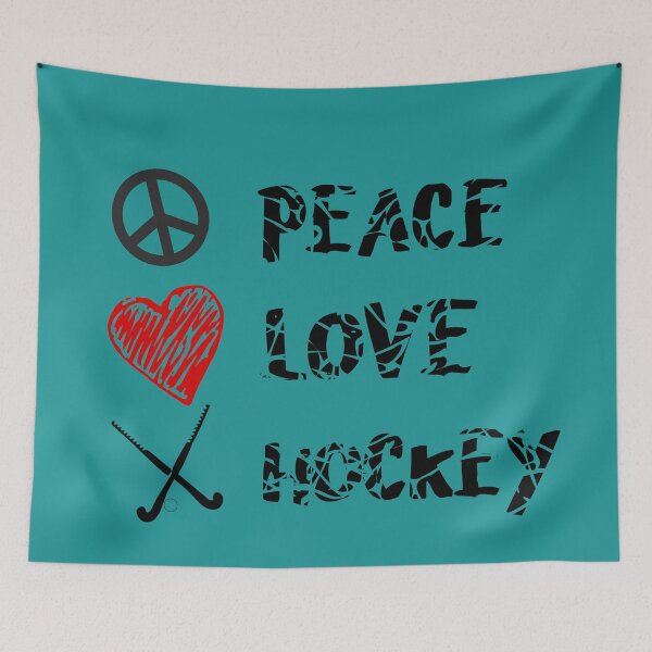 Item preview, Peace, Love & Hockey field hockey player designed and sold by Kalli-design.
