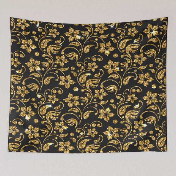 Item preview, Floral gold glitter pattern designed and sold by Chams0609.