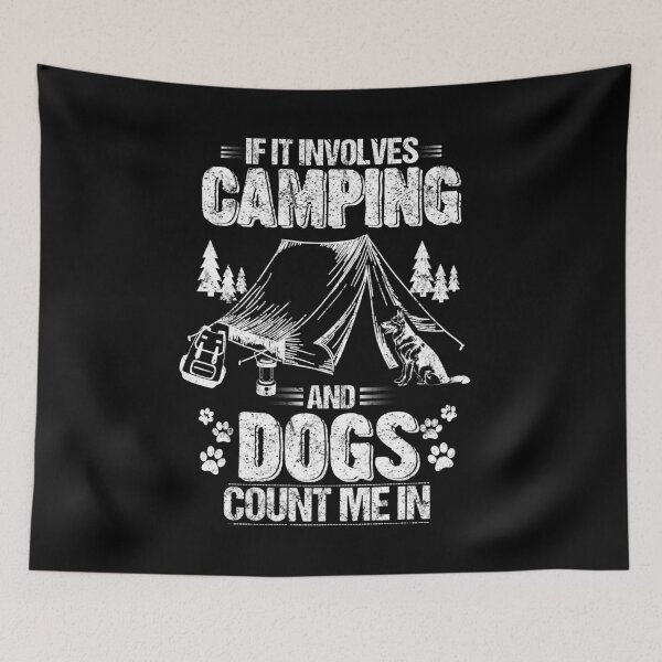 Item preview, Camping and Dogs Funny Tent Camper Dog White Distressed designed and sold by LarkDesigns.
