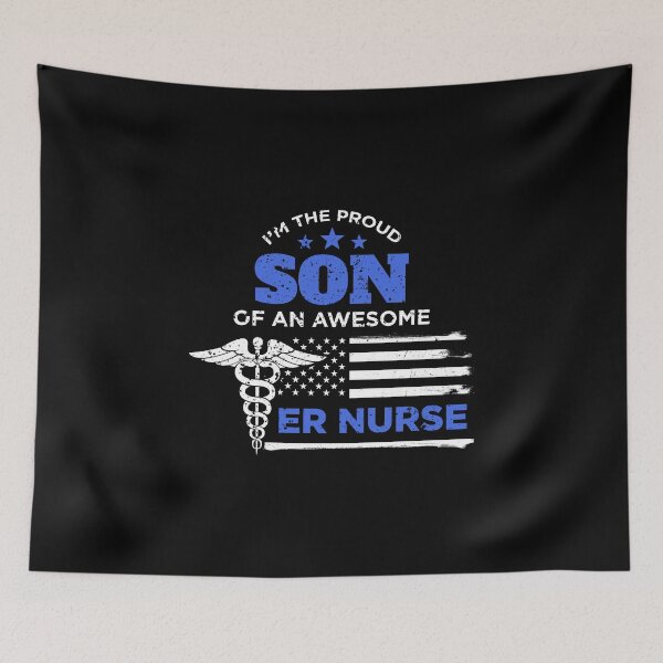 Item preview, ER Nurse Proud Son Distressed American Flag designed and sold by LarkDesigns.