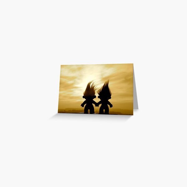 troll lovers in sepia Greeting Card