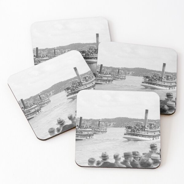 Item preview, Ferries on Sydney Harbour, crowded with spectators for a regatta  c 1938 designed and sold by anmm.