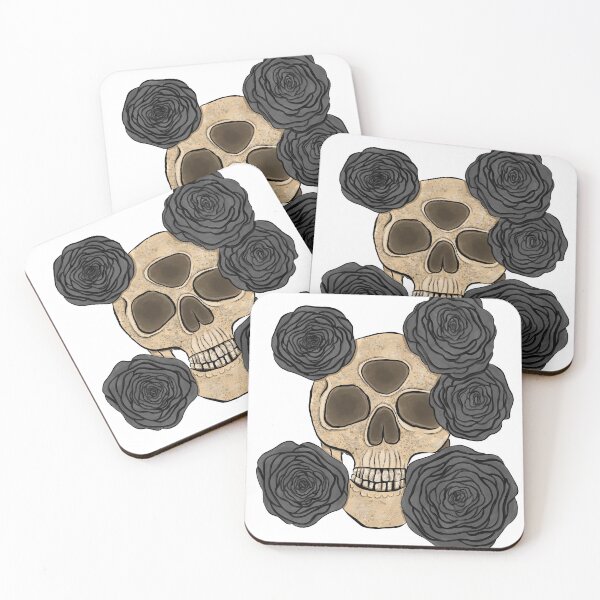 Item preview, Skull with black roses designed and sold by Fransiscas-Art.