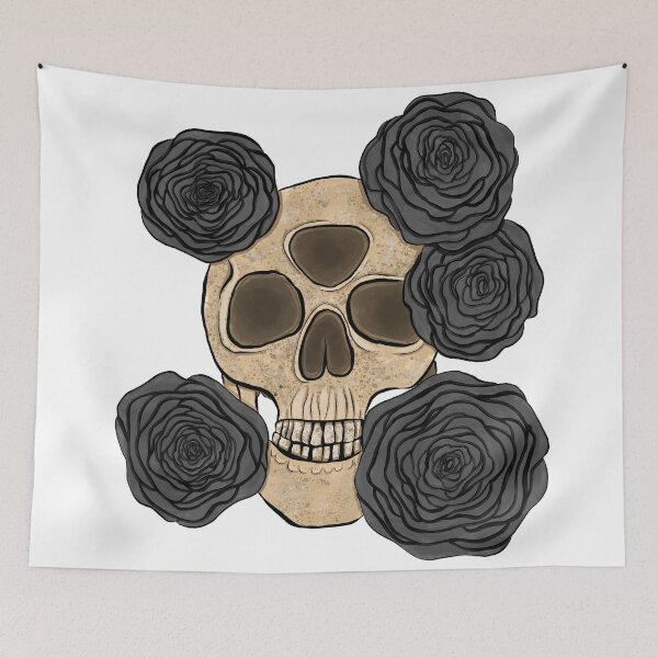 Item preview, Skull with black roses designed and sold by Fransiscas-Art.