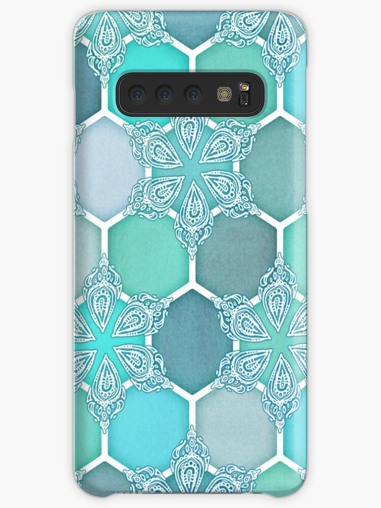 Cool Jade & Icy Mint Decorative Moroccan Tile Pattern Samsung S10 Case