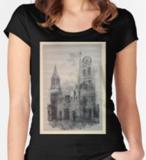 Auguste Lepère Façade of Rouen Cathedral by Auguste Lepère Women's Fitted Scoop T-Shirt