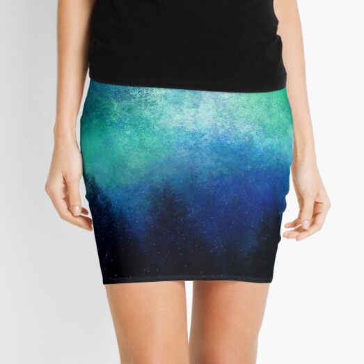 Aurora Borealis Green Night Sky Mini Skirt