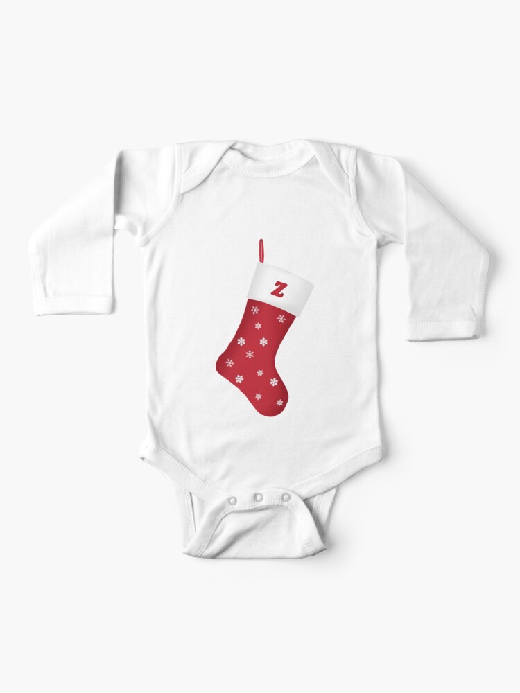 Download Letter Z Festive Christmas Stocking Design Baby One Piece By Getitgiftit Redbubble