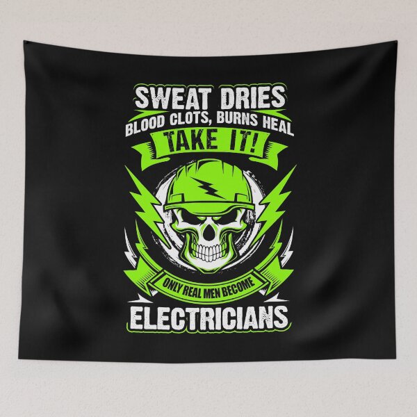 Item preview, Only Real Men Become Electricians Funny Lime designed and sold by LarkDesigns.
